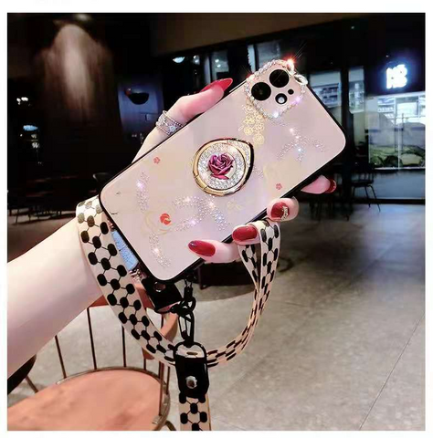 Rose rhinestone phone case For iphone