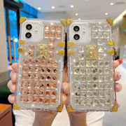 Luxury square Rhinestone transparent phone case for iphone