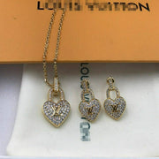 Diamond inlaid love necklace female earrings