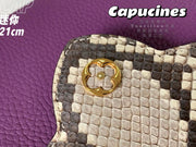 Purple python pattern handbag