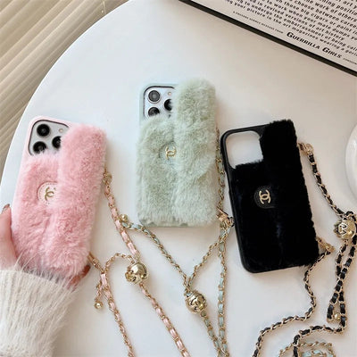 Luxury soft body cross plush phone case for iphone