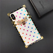 Glitter Love Heart Bee Square phone Case for iphone