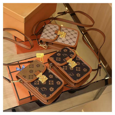 New Luxury Retro printing crossbody Universal phone bag