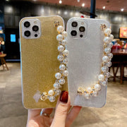 Glitter pearl bracelet phone case for samsung