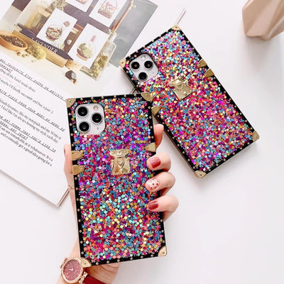 shiny sequined square phone case