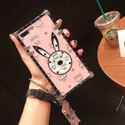 Luxury rabbit square phone case for Samsung