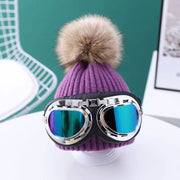 New Skiing with glasses knitted Kids hat