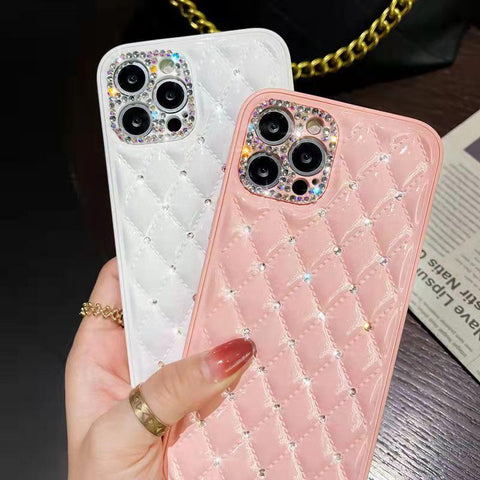 Luxury diamond-studded rhombus phone case for iphone