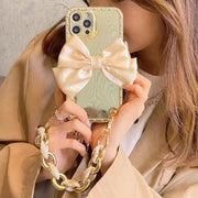 Luxury bow Carry chain phone case For iphone