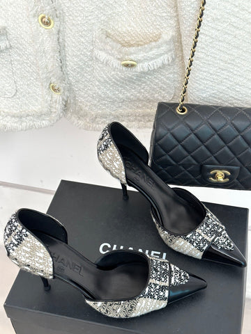 2023 CC Retro hollow pointed toe high heels-S26