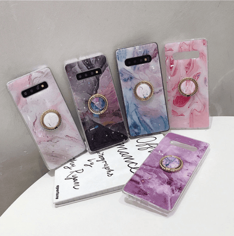 Gold Leaf Marble Bracket Soft Phone Case