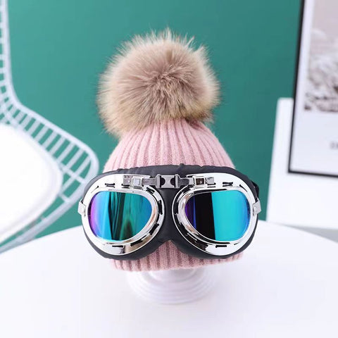 New Skiing with glasses knitted Kids hat