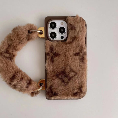 New Luxury  Plush wrist strap phone case for iphone