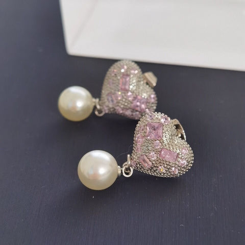 New colored diamond love pearl earrings female earrings