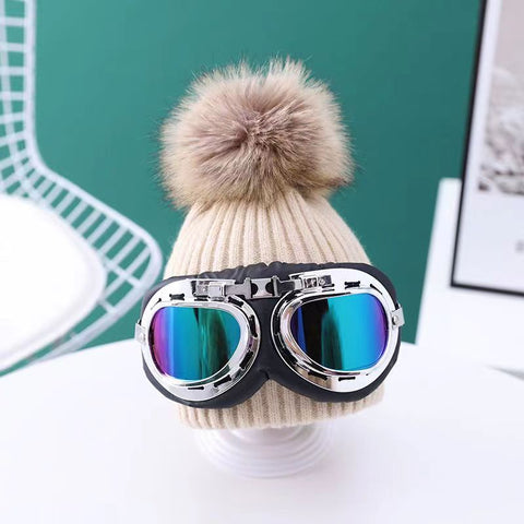 New Skiing with glasses knitted Kids hat