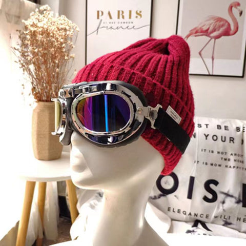 Fashion New Skiing with glasses knitted hat