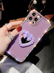 Rhinestone Love Makeup Mirror Phone Case For iphone