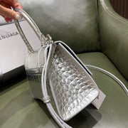 B hourglass 23cm silver handbag