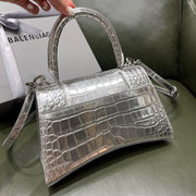 B hourglass 23cm silver handbag