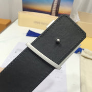 L V Belt - Navy & Satin Silver