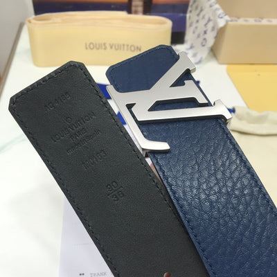 L V Belt - Navy & Satin Silver