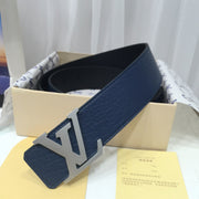 L V Belt - Navy & Satin Silver