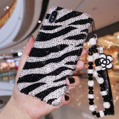 Leopard diamond phone case