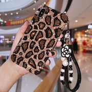 Leopard diamond phone case