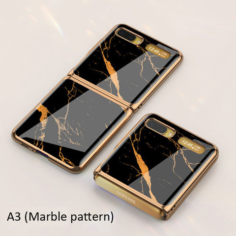 Luxury Pattern Tempered Glass Fold Case For Samsung Galaxy Z Flip