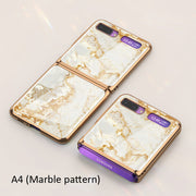 Luxury Pattern Tempered Glass Fold Case For Samsung Galaxy Z Flip