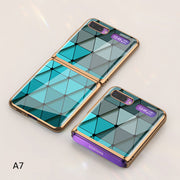 Luxury Pattern Tempered Glass Fold Case For Samsung Galaxy Z Flip