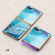 Luxury Pattern Tempered Glass Fold Case For Samsung Galaxy Z Flip